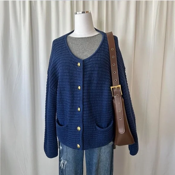 Gap Textured Sweater Jacket Blue size XL. - Picture 3 of 8